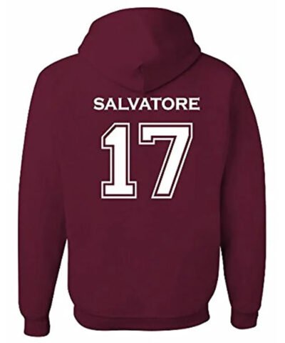 Unisex Mystic Falls Timberwolves Salvatore Printed Maroon Pullover Hoodie