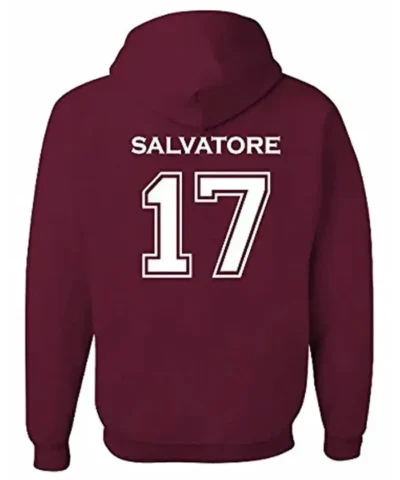 Unisex Mystic Falls Timberwolves Salvatore Printed Maroon Pullover Hoodie