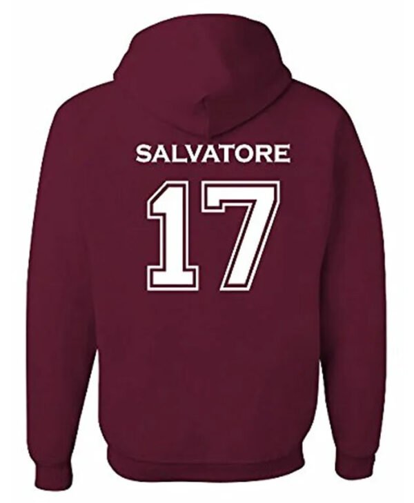 Unisex Mystic Falls Timberwolves Salvatore Printed Maroon Pullover Hoodie