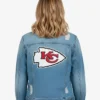Unisex NFL Kansas City Chiefs Blue Denim Ripped Trucker Jacket