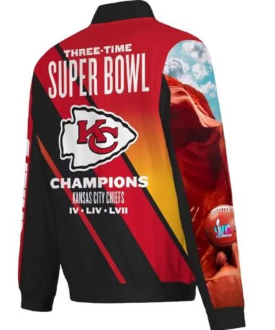 Unisex NFL Kansas City Chiefs Three Time Super Bowl LVII Champions Bomber Jacket