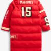 Unisex Patrick Mahomes Kansas City Chiefs 15 Red Puffer Coat