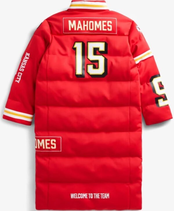 Unisex Patrick Mahomes Kansas City Chiefs 15 Red Puffer Coat