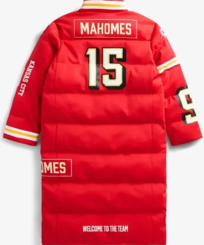 Unisex Patrick Mahomes Kansas City Chiefs Off Season Player 15 Red Puffer Coat