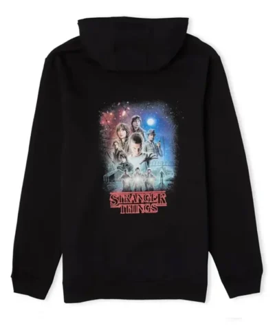 Unisex Stranger Things Poster Drawstring Black Pullover Hoodie