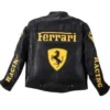 Unisex Vintage Black Leather Ferrari Racing Jacket