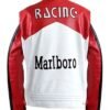 Unisex Vintage Red and White Marlboro Racing Leather Jacket