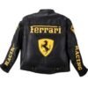 Vintage Black Leather Ferrari Racing Jacket