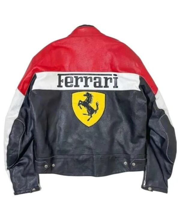 Vintage Red and Black F1 Ferrari Racing Leather Jacket