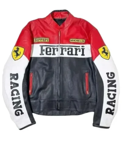 Red and Black Ferrari Racing Leather Jacket