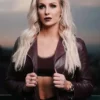 WWE Charlotte Flair Maroon Leather Jacket