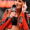 WWE Becky Lynch Red and Black Cropped Leather Jacket