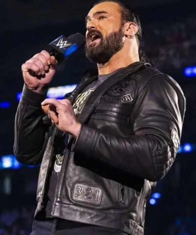 WWE Drew McIntyre Scottish Wrestler Quilted Black Leather Jacket