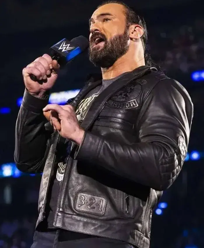 WWE RAW Drew McIntyre Scottish Wrestler Black Leather Quilted Jacket