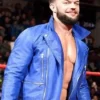 WWE Wrestler Finn Balor Blue Leather Biker Jacket