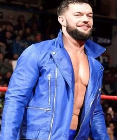 WWE Finn Balor Blue Leather Biker Jacket