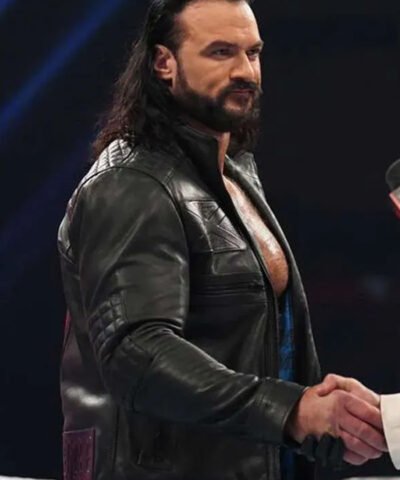 WWE RAW Drew McIntyre Scottish Wrestler Black Leather Quilted Jacket