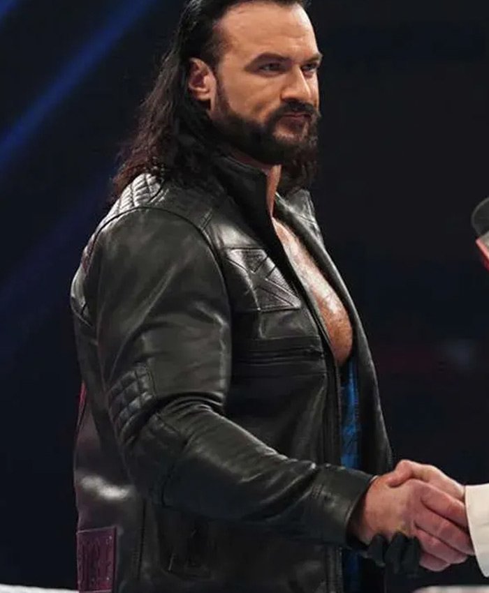 WWE RAW Drew McIntyre Scottish Wrestler Black Leather Quilted Jacket