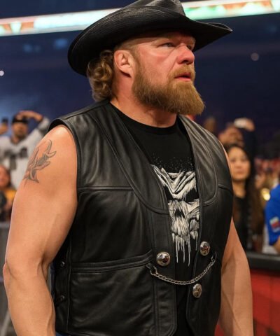 WWE SummerSlam Wrestler Brock Lesnar Black Leather Vest