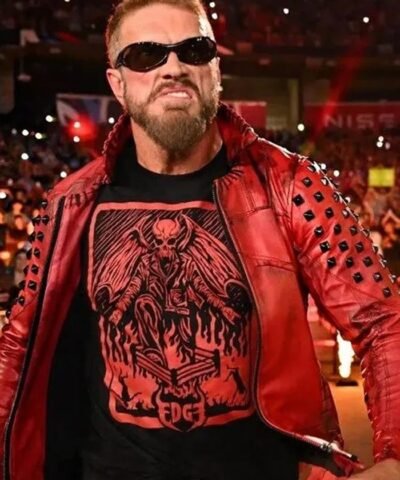 WWE Summerslam Edge Red Leather Studded Jacket