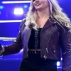 WWE Wrestler Charlotte Flair Maroon Leather Biker Jacket