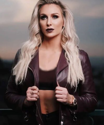 WWE Wrestler Charlotte Flair Maroon Leather Biker Jacket