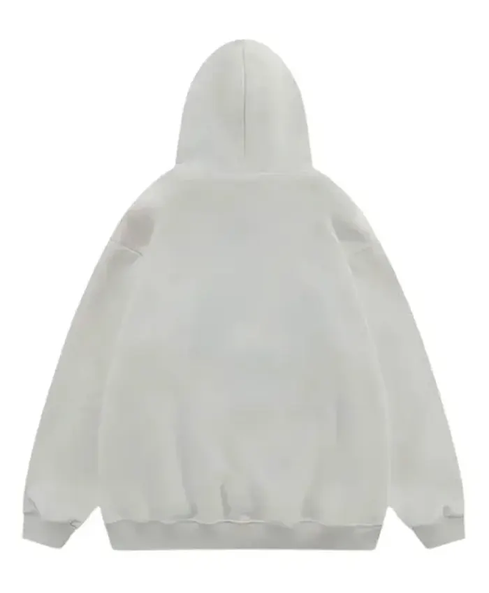 Womens Stylish Star Printed Grey Drawstring Hoodie