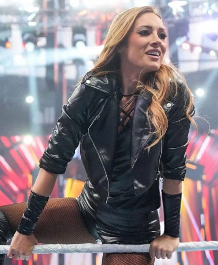 WrestleMania Becky Lynch Back in Business Black Leather Biker Jacket