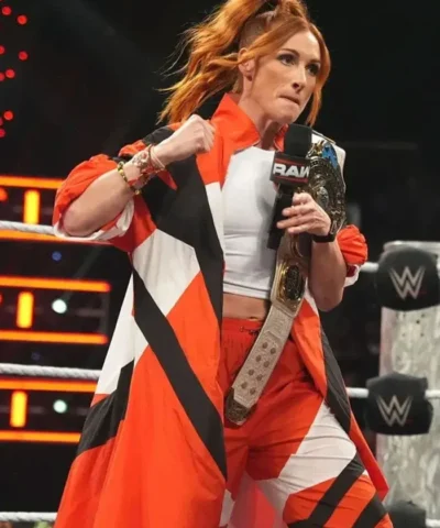 Wrestler Becky Lynch Monday Night RAW Orange Coat