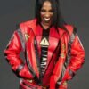Wrestler Naomi Proceed With Caution Red Leather Jacket
