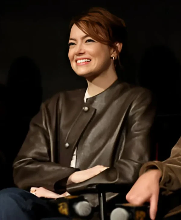 Bugonia BAFTA Screening Emma Stone Leather Jacket