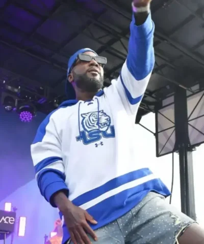 Jeezy The HBCU Pop Out Blue and White Fleece Hoodie