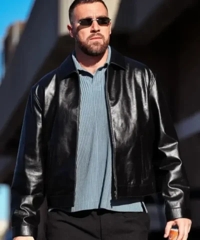 Chiefs VS Raiders Travis Kelce Black Leather Jackets