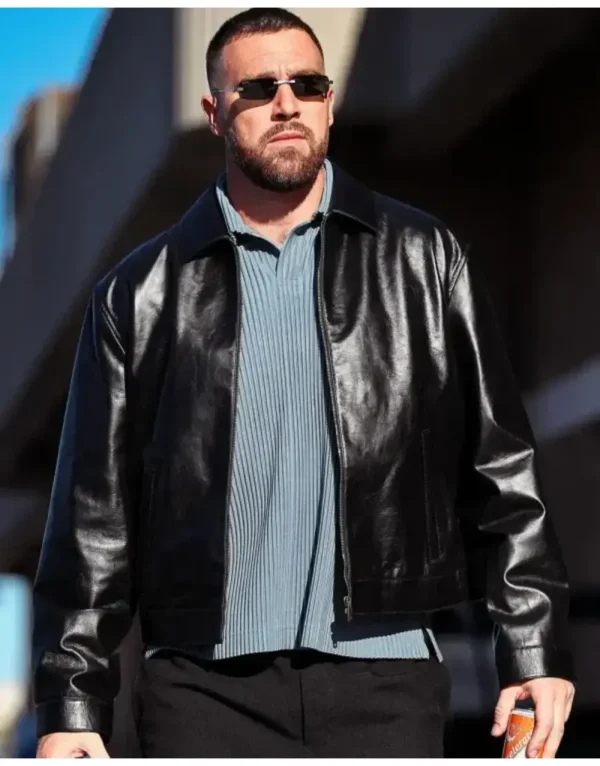 Chiefs VS Raiders Travis Kelce Black Leather Jackets