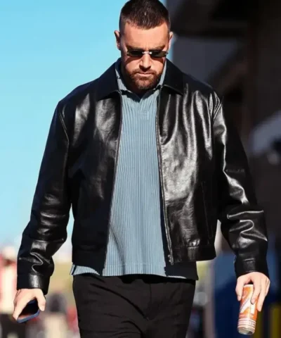 Chiefs VS Raiders Travis Kelce - Black Leather Jacket