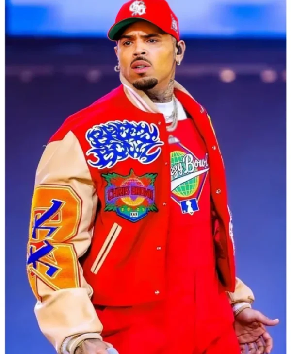 Chris Brown Breezy Bowl XX Red Letterman Jackets
