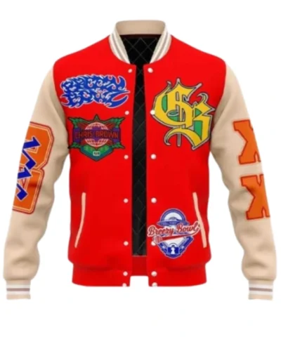 Chris Brown Breezy Bowl XX Buy now Red Letterman Jackets