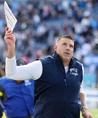 New England Patriots 2025 Mike Vrabel Coach Navy Blue Vest For Sale