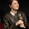 Emma Stone Bugonia BAFTA Screening 2025 Black Leather Jackets