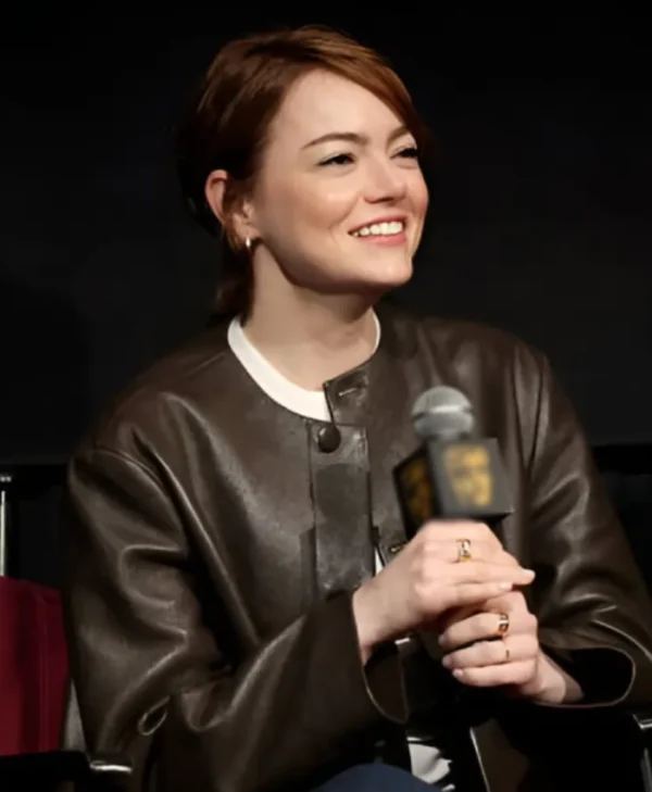 Emma Stone Bugonia BAFTA Screening 2025 Black Leather Jackets