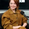 Emma Stone Cropped Jacket _ SiriusXM’s Town Hall Emma Suede Jacket