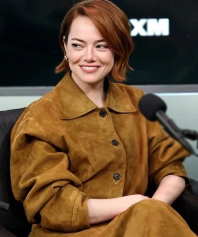 Emma Stone Cropped Jacket _ SiriusXM’s Town Hall Emma Suede Jacket