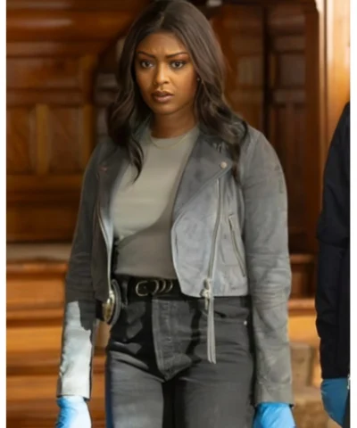 High Potential S02 Daphne Forrester Suede Biker Jackets