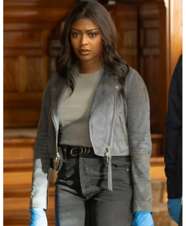 High Potential S02 Daphne Forrester Suede Biker Jackets