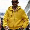 Lewis Hamilton U-S-F1 Grand Prix Yellow Zipper Fleece Hoodie For Unisex