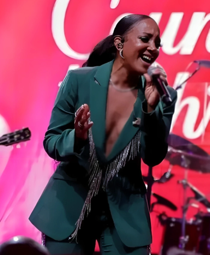 Mickey Guyton Countdown To Christmas 2025 Rhinestone Fringe Blazer - Image 2