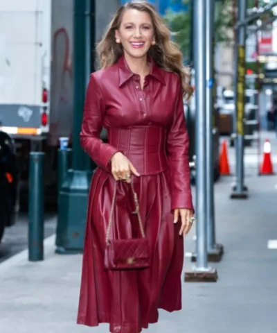 Buy New York City 2025 Blake Lively Red Leather Dress