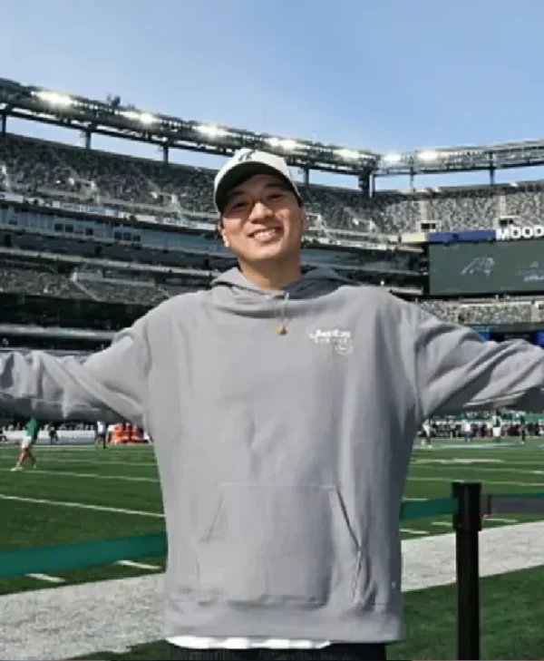 Justin Wu New York Jets 2025 Grey Hoodie