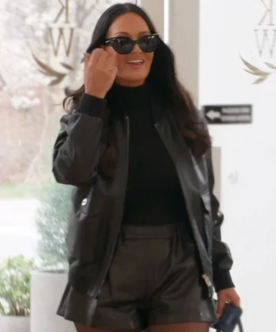 Lisa Barlow Real Housewives Of Salt Lake City S06 Black Bomber Leather Jacket