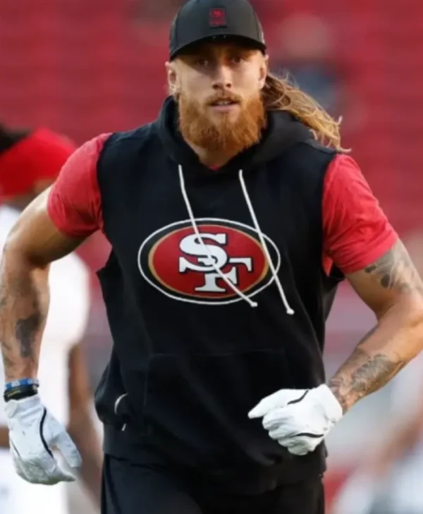 San Francisco 49ers 2025 George Kittle Sleeveless Black Hoodie For Sale